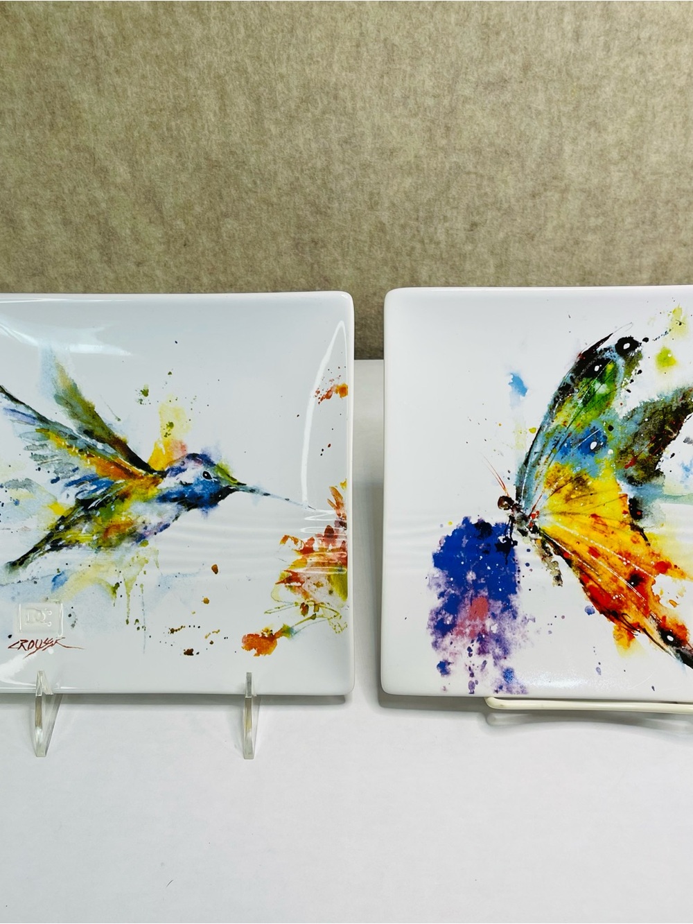 Dean Crouser Hummingbird and Butterfly Porcelain Artisan Serving Plates, MS DS - Picture 4 of 13